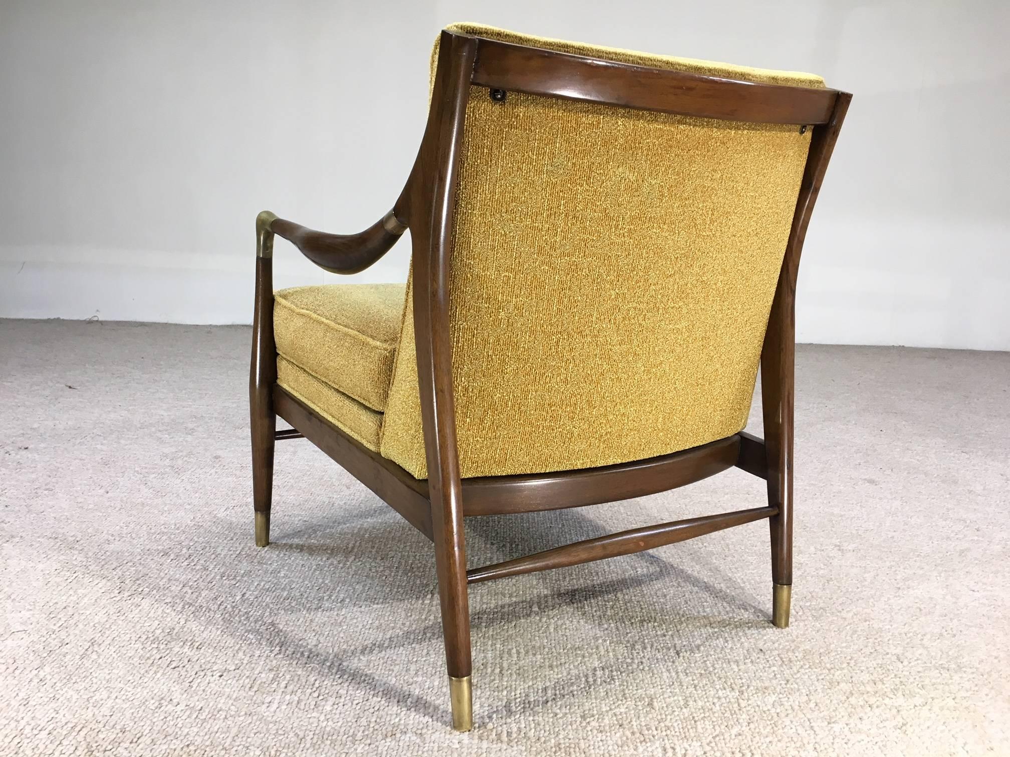 Mid-Century Modern Gio Ponti Style Sculptural Walnut Open Armchair by Jamestown Royal, 1950s
