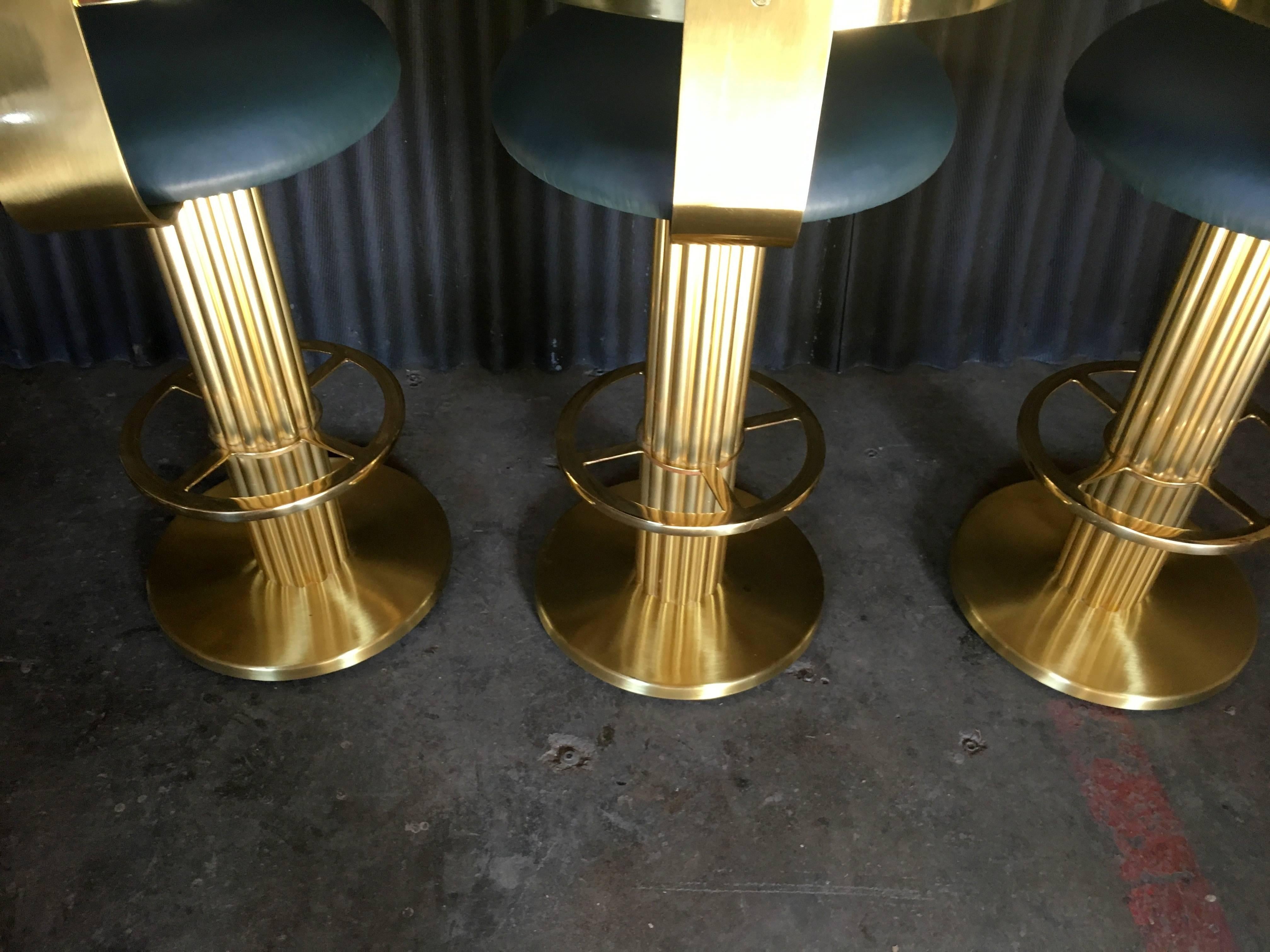 Mid-Century Modern Exquisite Set of three Brass Bar Stools by Design for Leisure