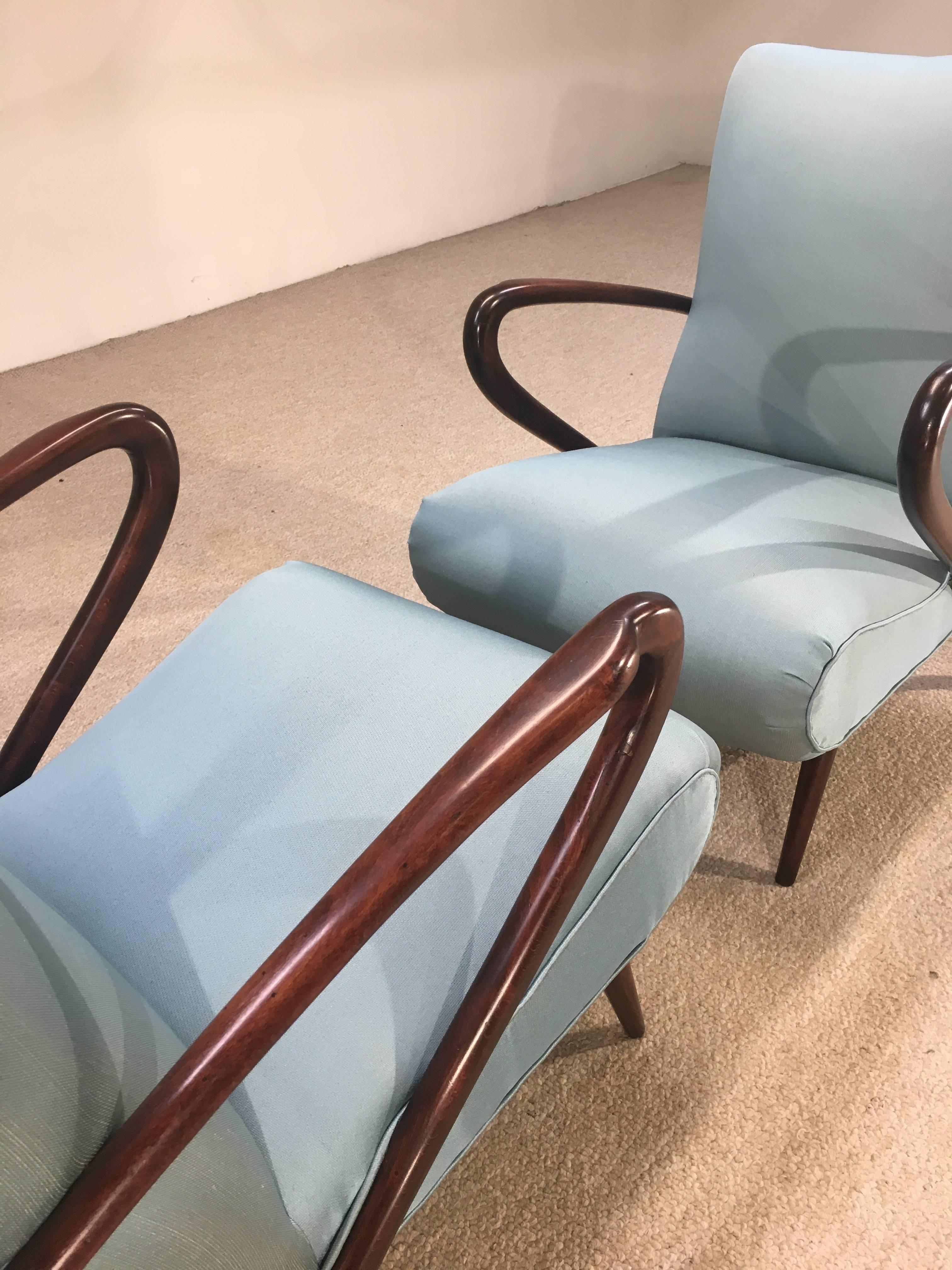 Mid-20th Century Paolo Buffa Sculptural Open Armchairs
