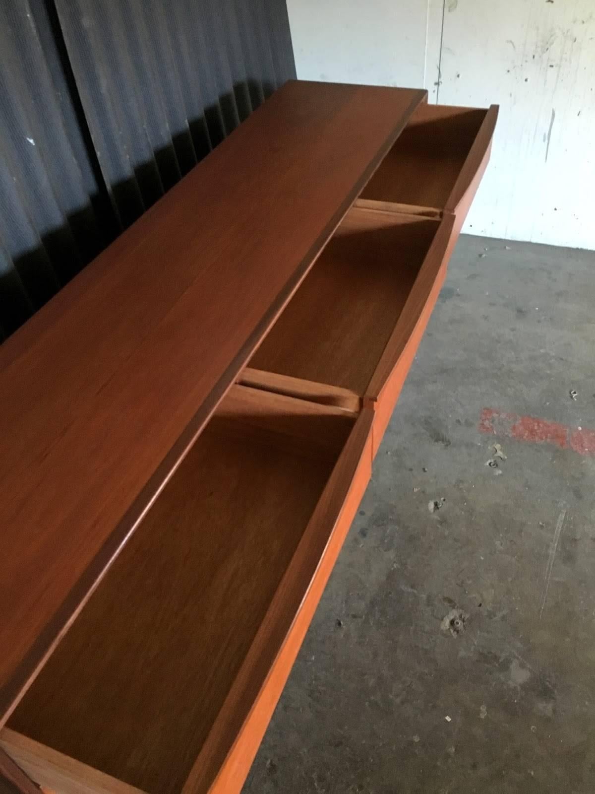 American Refinished Danish Teak Dresser Credenza Sideboard