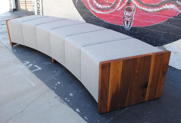 Modern Curved Upholstered And Walnut Bench For Sale At 1stdibs