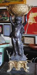 Pair of Patented Bronze Figural Planters, A. Moreau