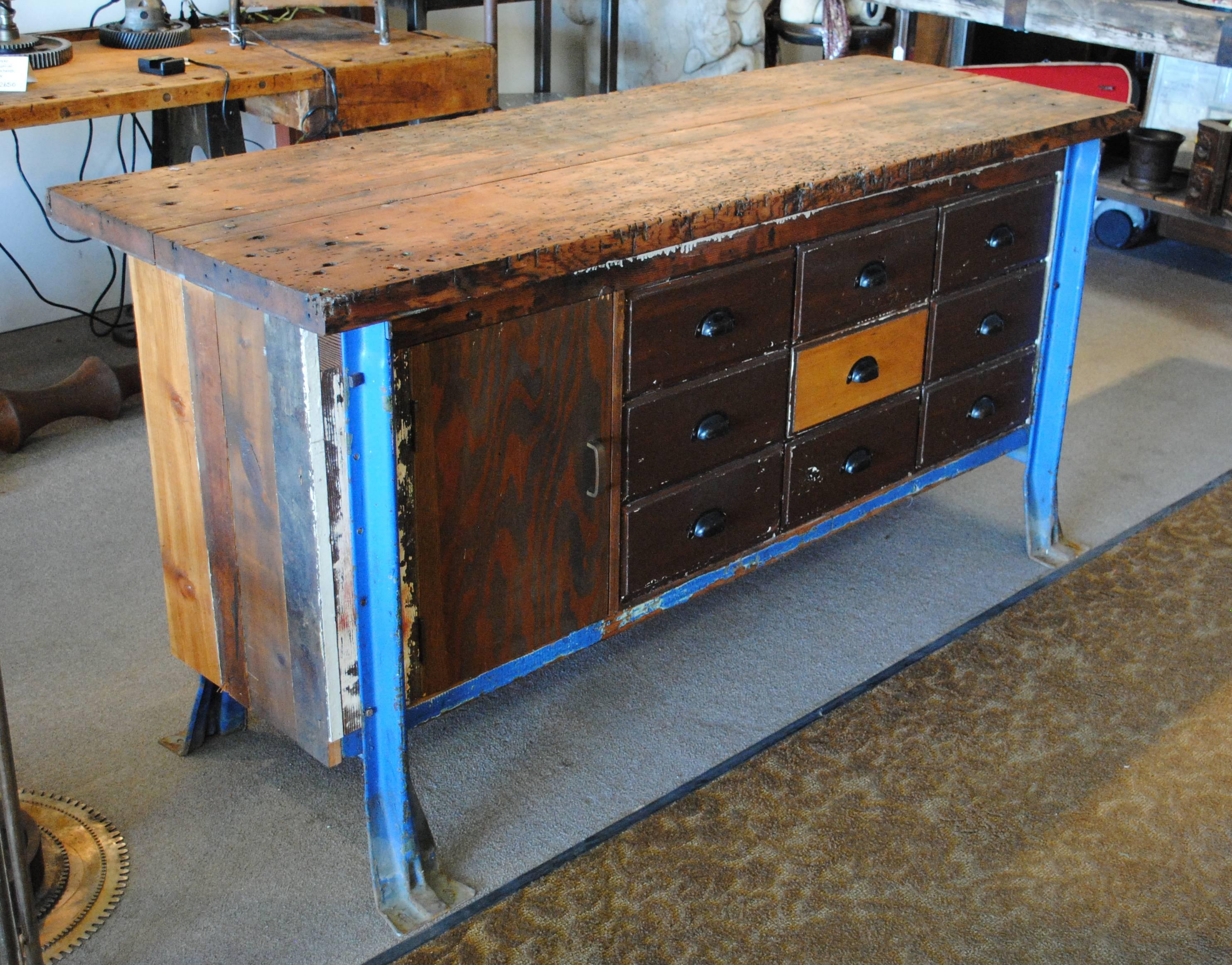 20th Century Vintage Industrial Workbench For Sale