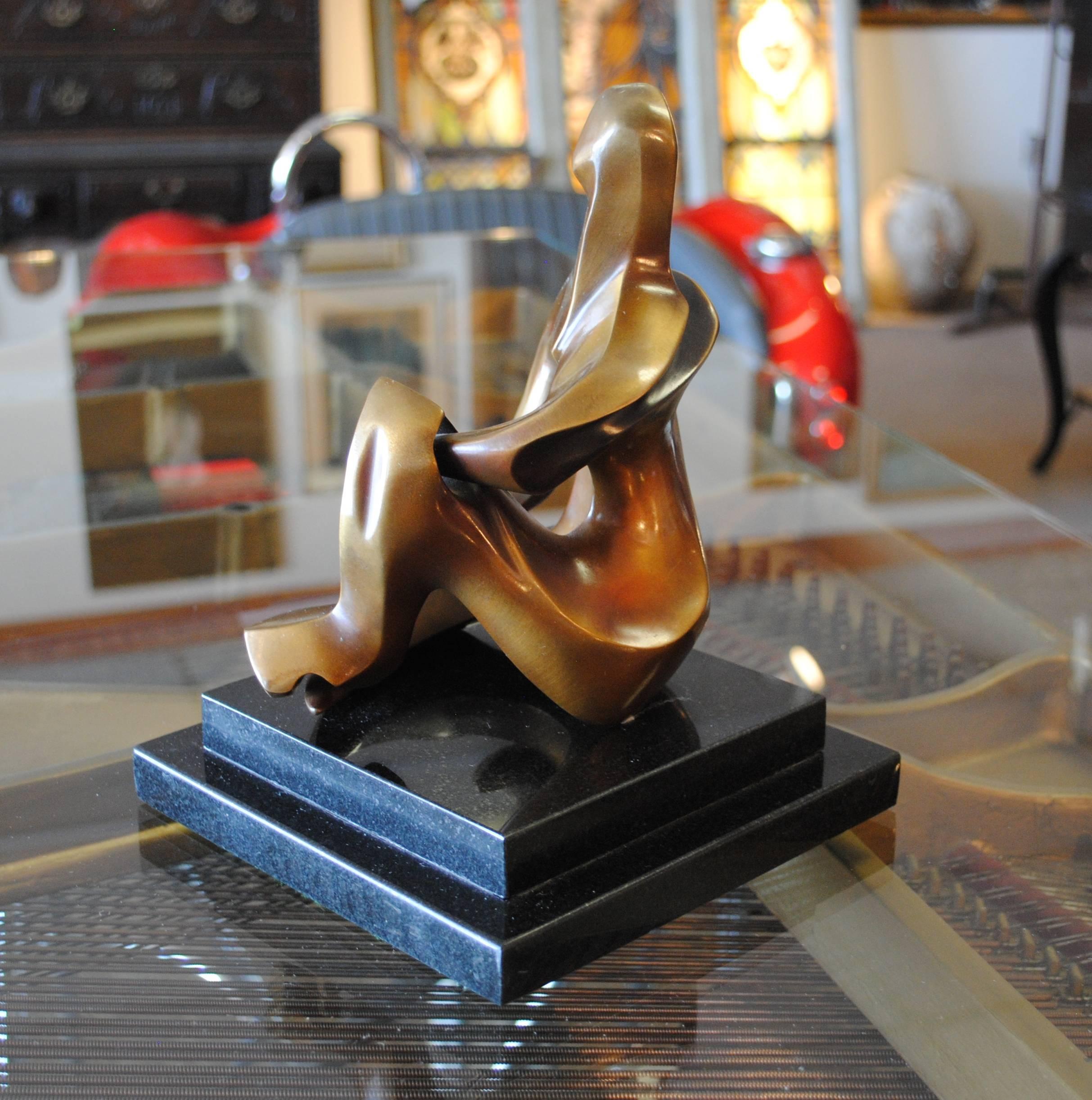 Mid-Century Modern Modern Signed Abstract Bronze Table-Top Sculpture