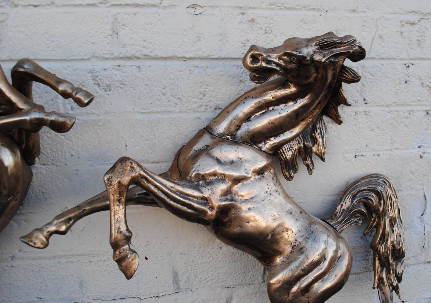 Pair of Metal Midcentury Wall Mount Bucking Horses In Excellent Condition In LAS VEGAS, NV