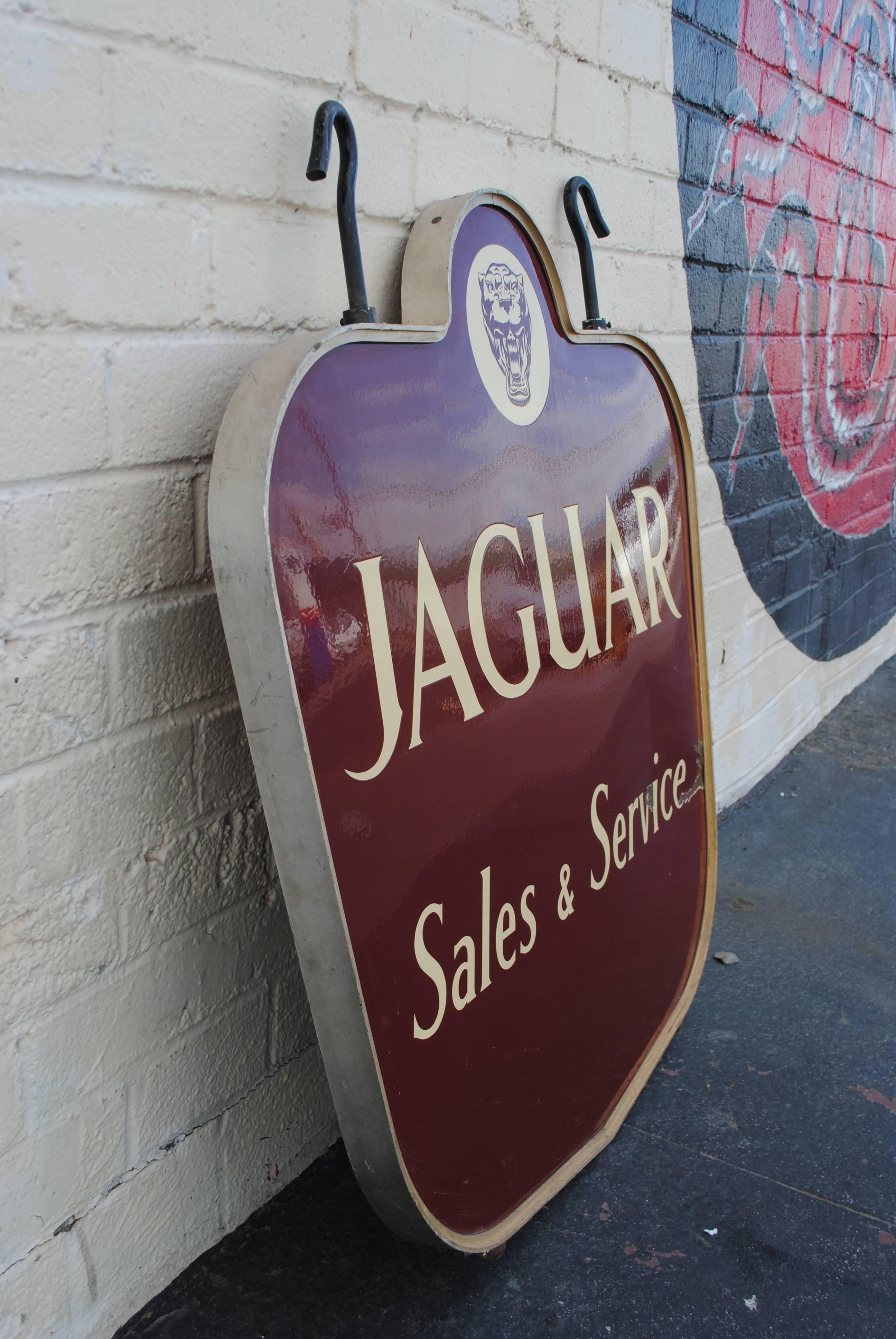 American Rare Vintage Jaguar Sales and Service Porcelain Dealership Sign