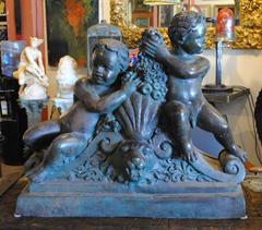 Patinated Bronze Cherubs Figural Sculpture
