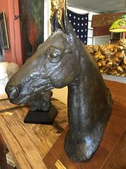 Bronze Horse Head Bust Sculpture "Holidays Happy World" by Alice De Creeft, 1976