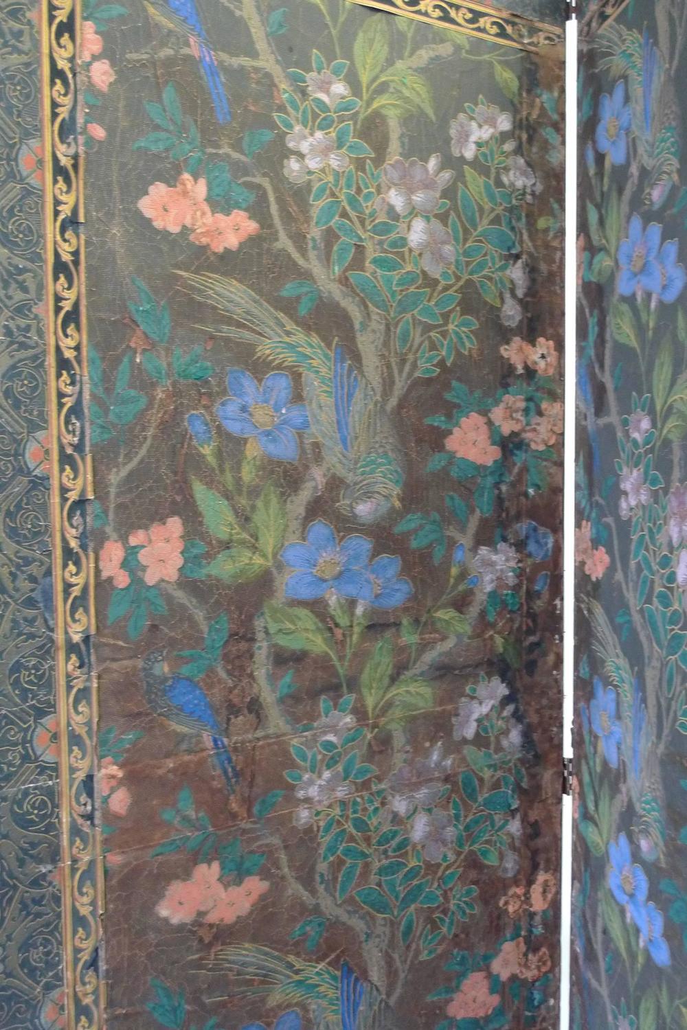 Late 19th Century Art Nouveau French Wallpaper Screen at 1stdibs