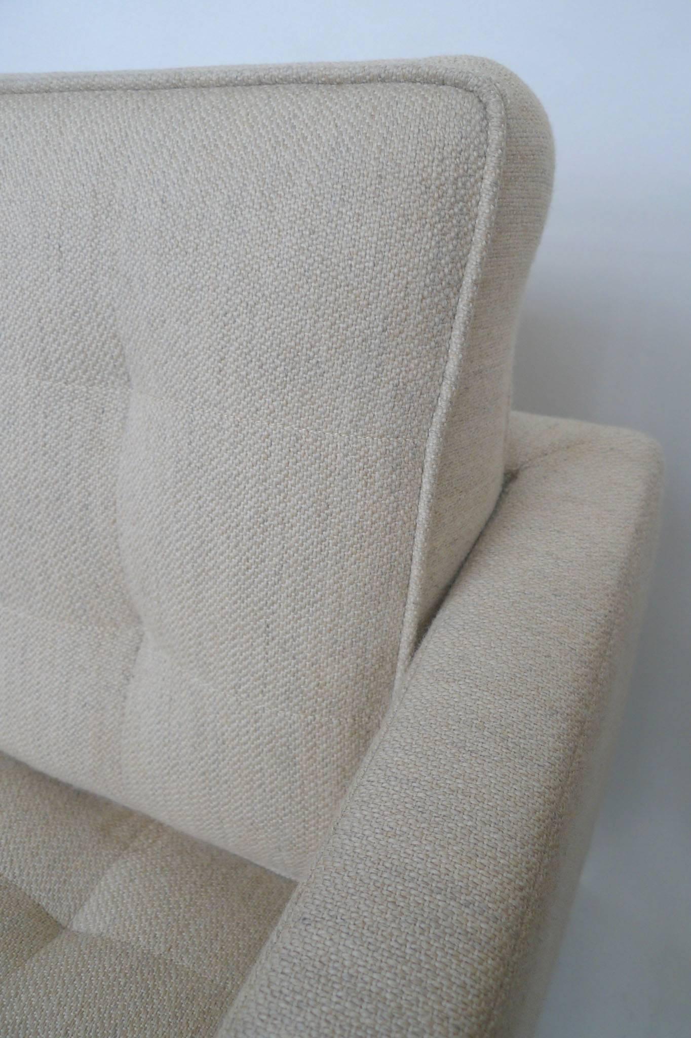 Polished Beige-Cream Wool Club Chair by Florence Knoll