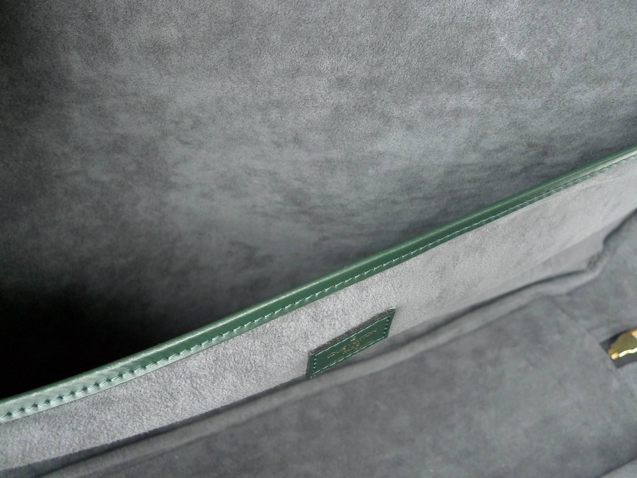 Brass Louis Vuitton Hunter Green Taiga Leather Helanga Travel Bag