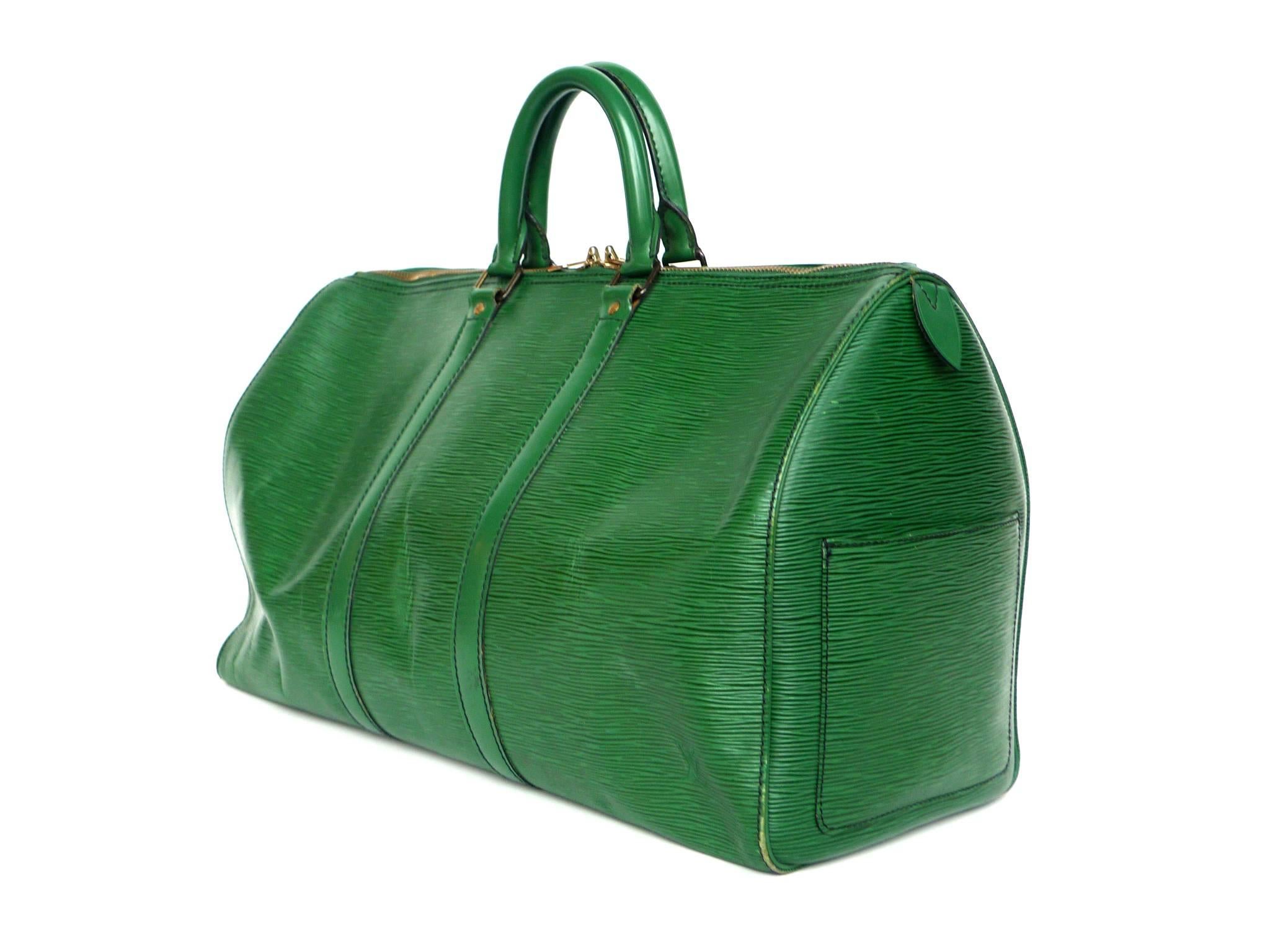 Louis Vuitton Green Epi Leather Keepall 45 Travel Bag In Fair Condition In New York, NY
