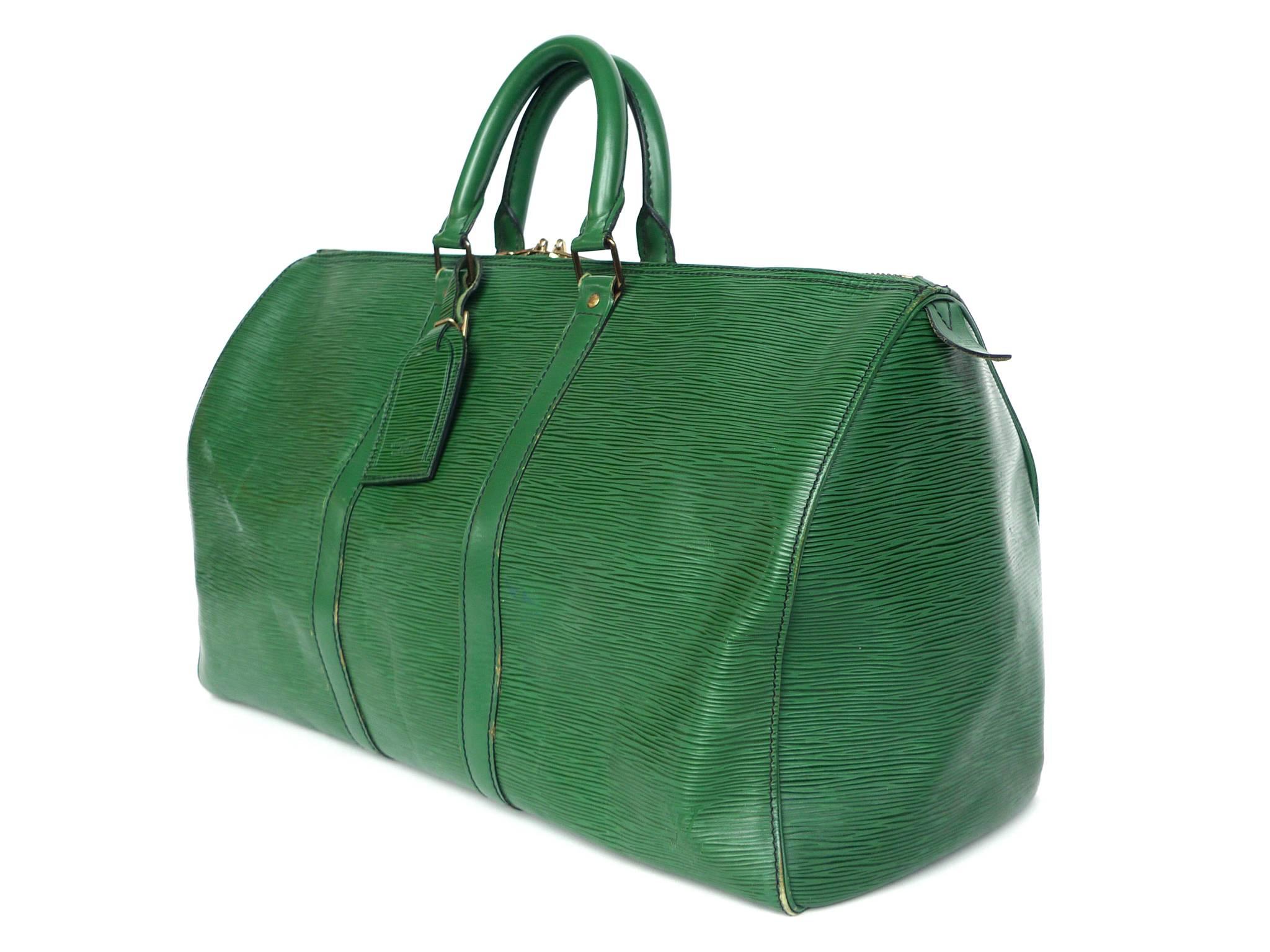 Louis Vuitton Green Epi Leather Keepall 45 Travel Bag