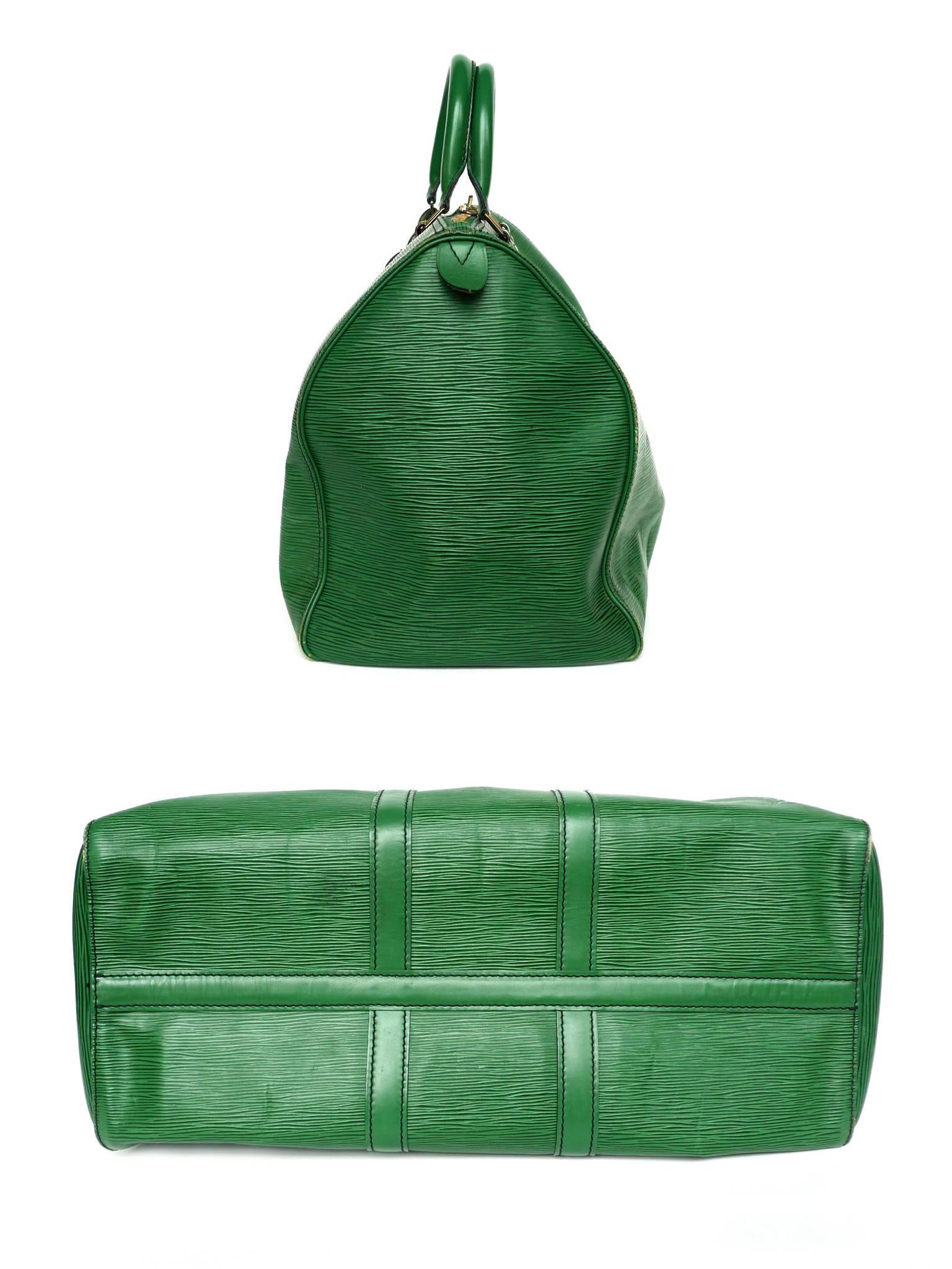 20th Century Louis Vuitton Green Epi Leather Keepall 45 Travel Bag
