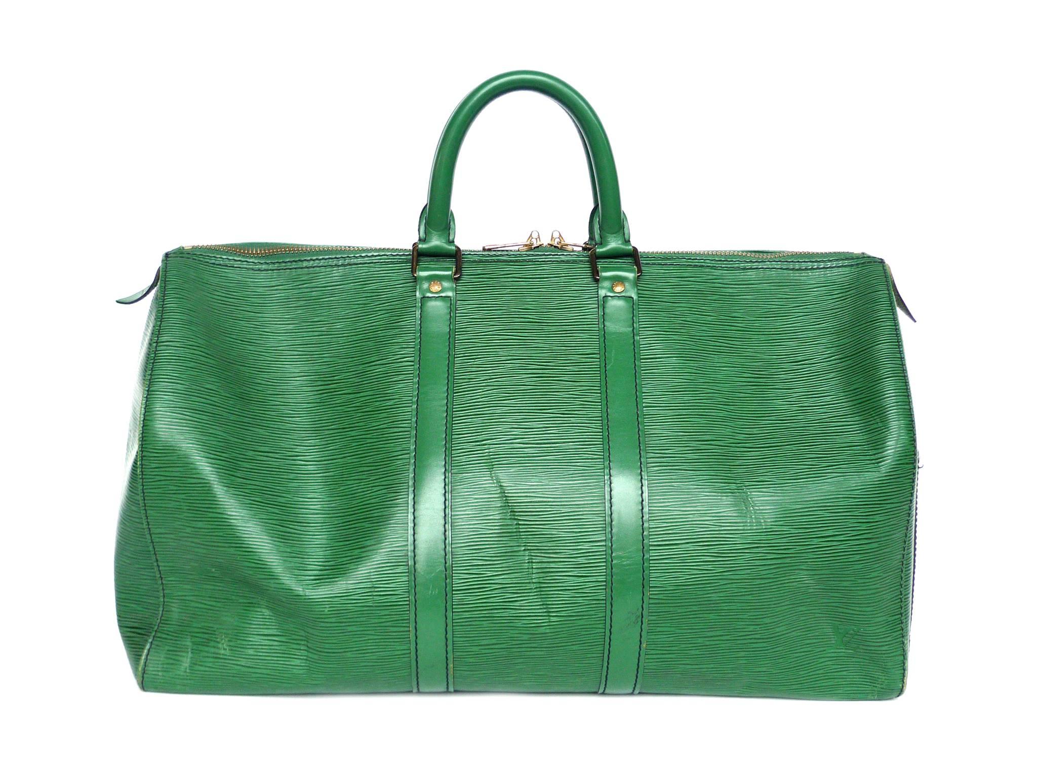 Modern Louis Vuitton Green Epi Leather Keepall 45 Travel Bag