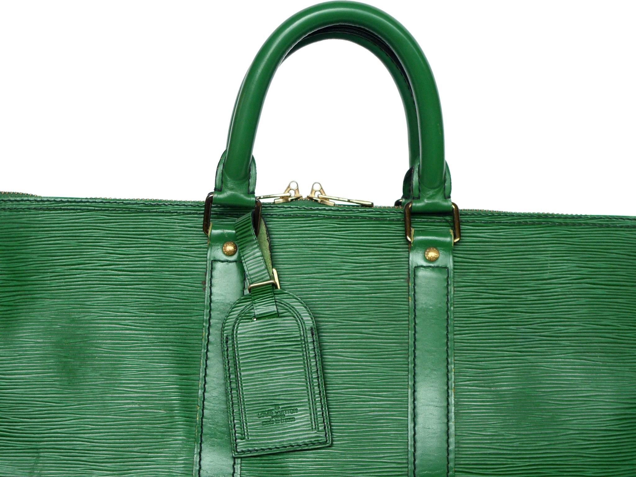 Brass Louis Vuitton Green Epi Leather Keepall 45 Travel Bag