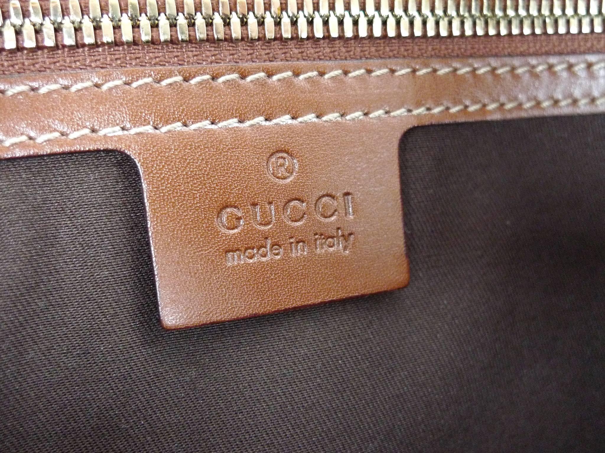 Brass Gucci 85th Anniversary Brown Leather Horsebit Travel Bag