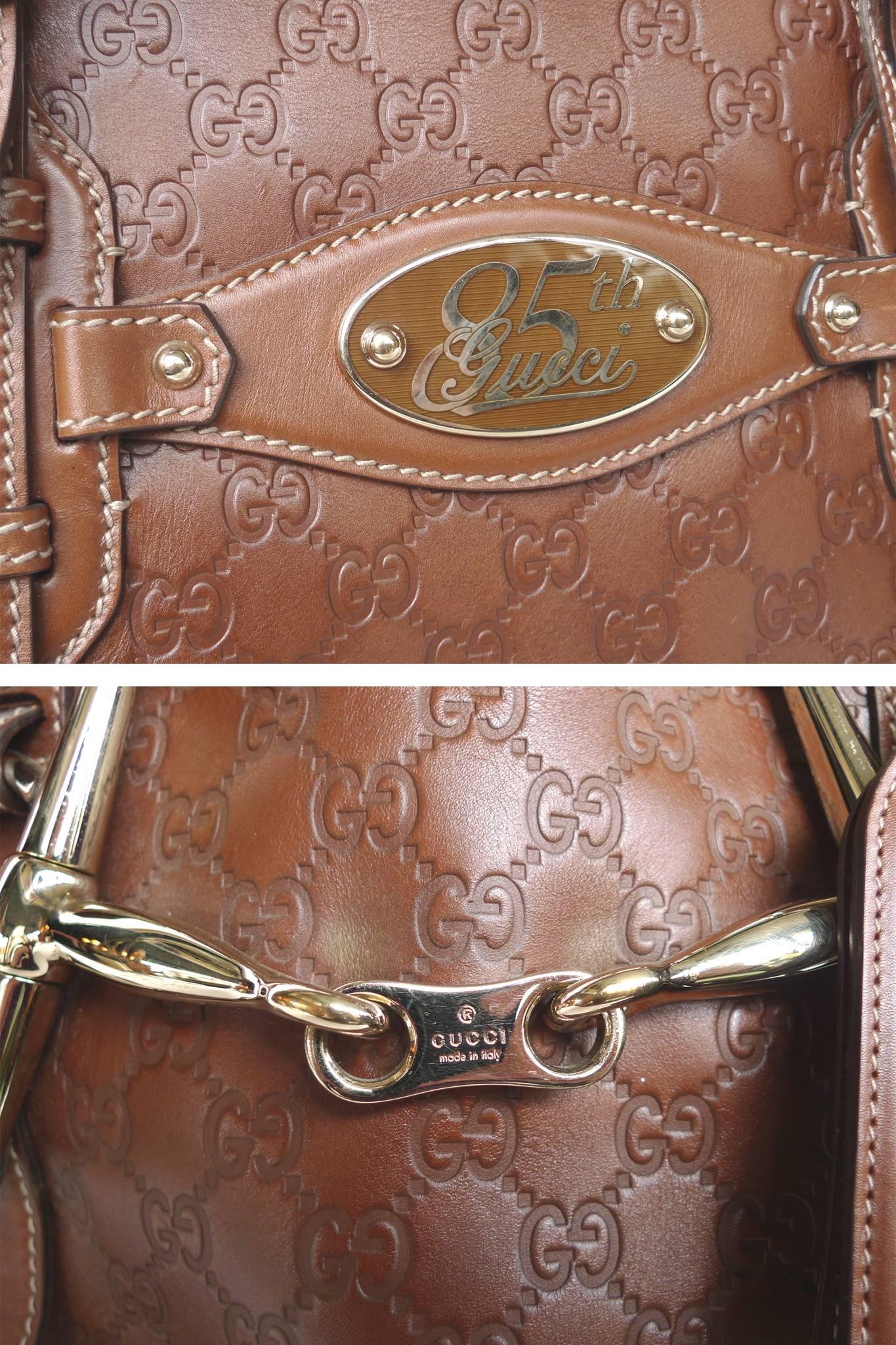 Gucci 85th Anniversary Brown Leather Horsebit Travel Bag In Good Condition In New York, NY
