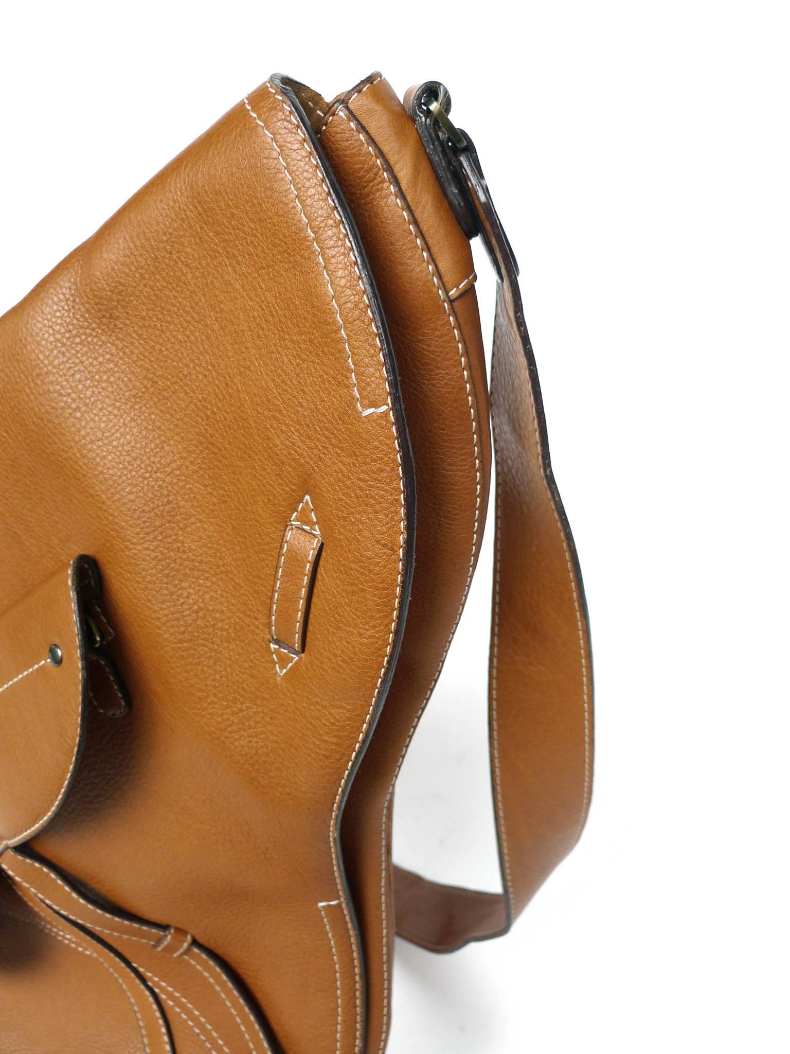 Christian Dior Tan Leather Saddle Bag In Good Condition In New York, NY