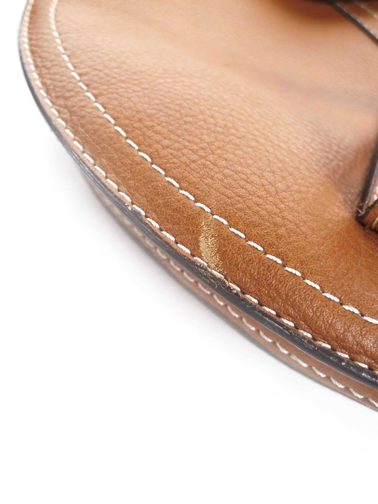 Brass Christian Dior Tan Leather Saddle Bag