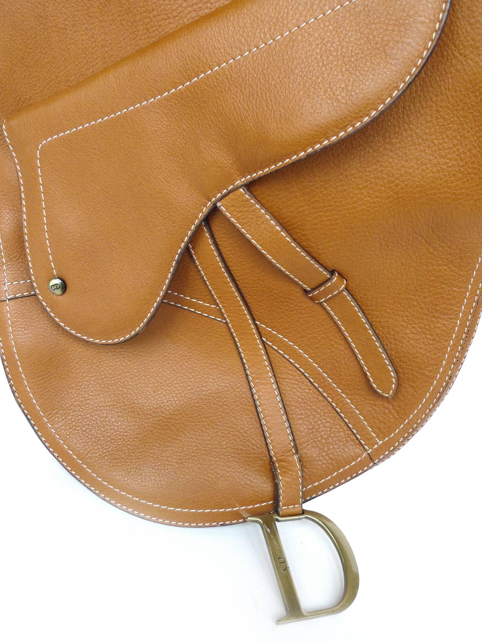 Contemporary Christian Dior Tan Leather Saddle Bag