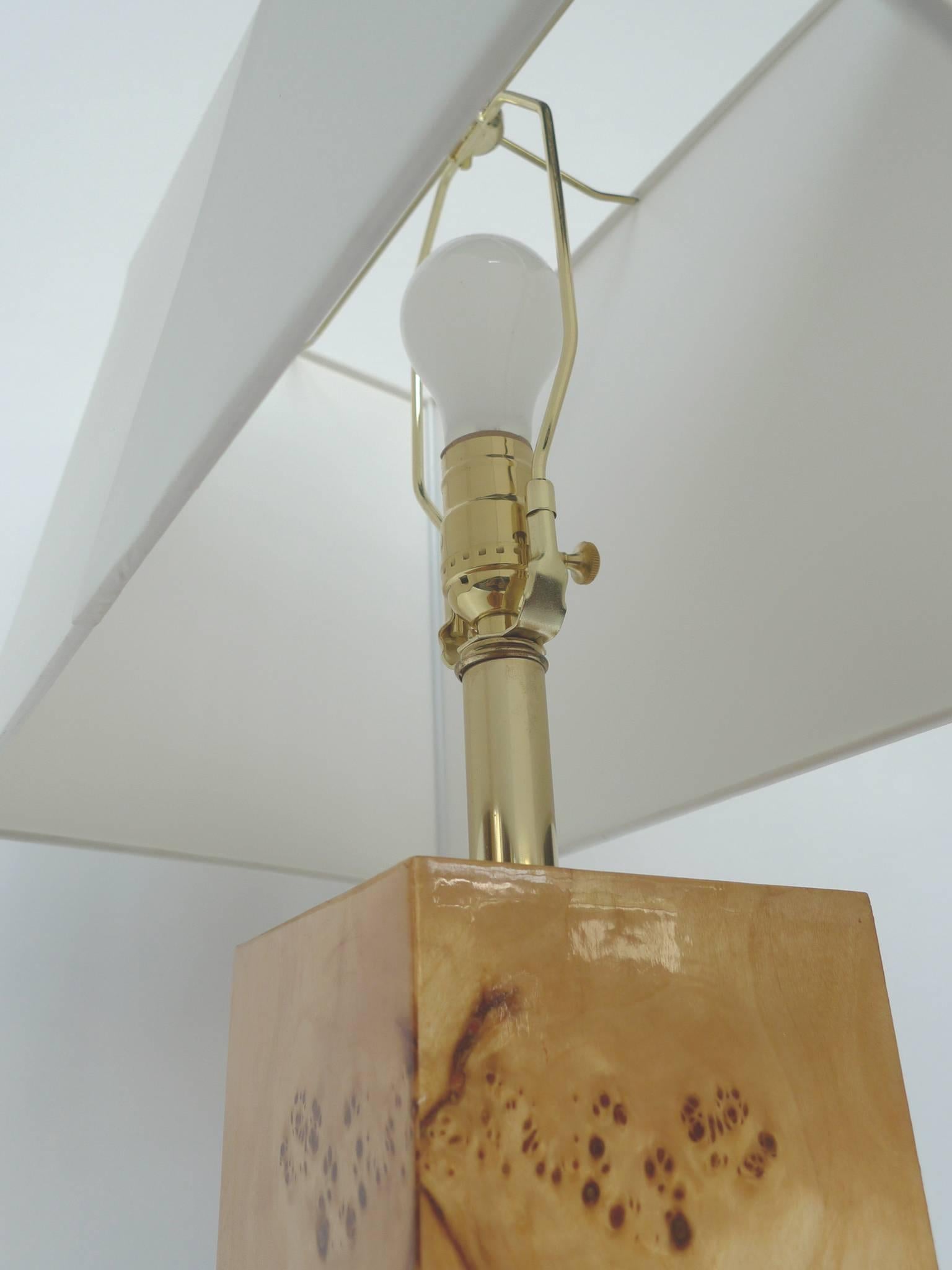 American 1970s Lacquered Burl Wood Lamps in the Style of Milo Baughman