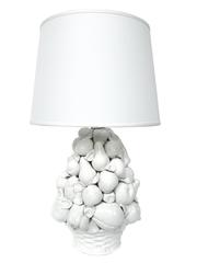 Pair of 1970s White Ceramic Fruit Basket Table Lamps