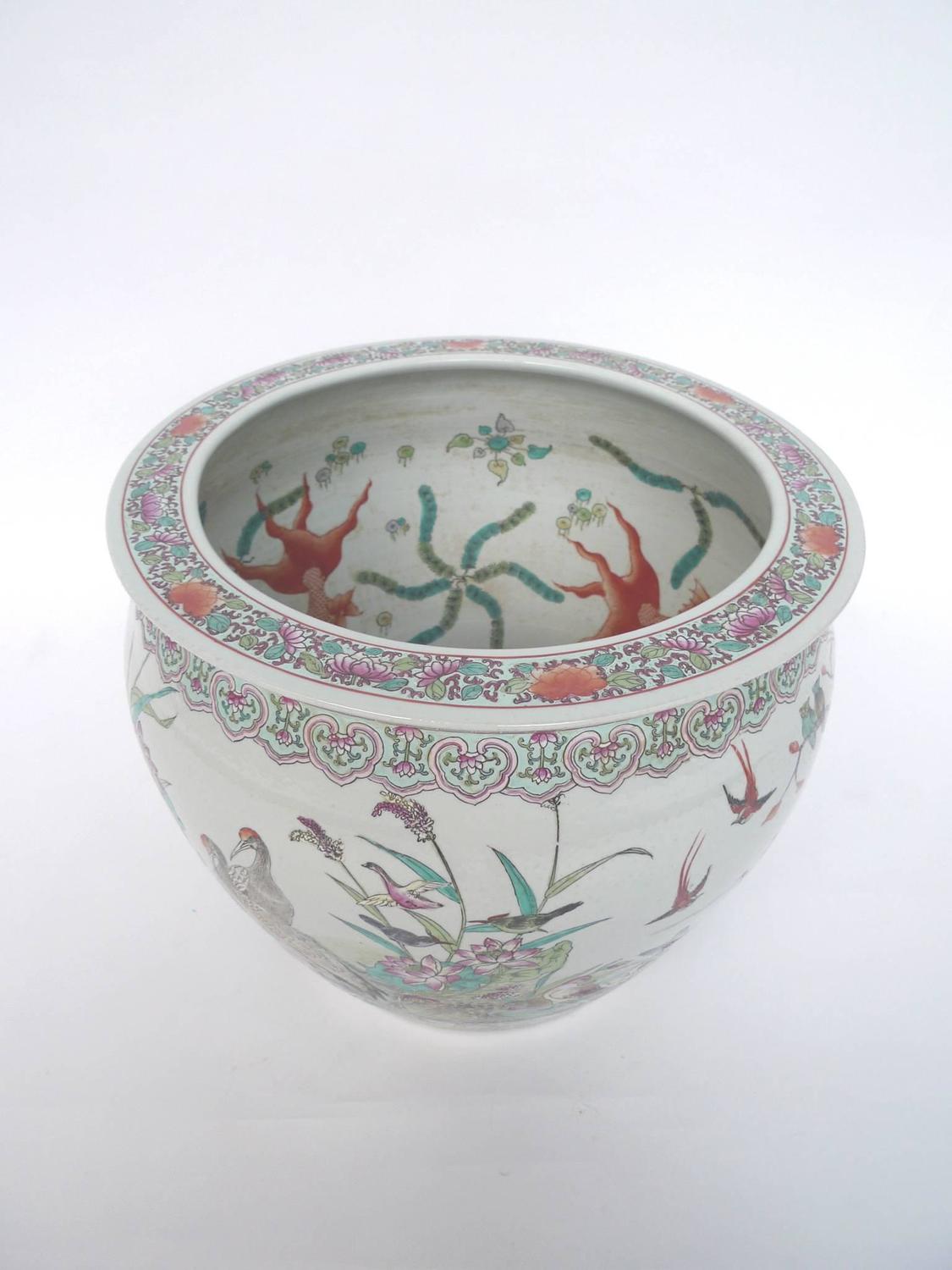20th Century Chinese HandPainted Ceramic Fishbowl For Sale at 1stdibs