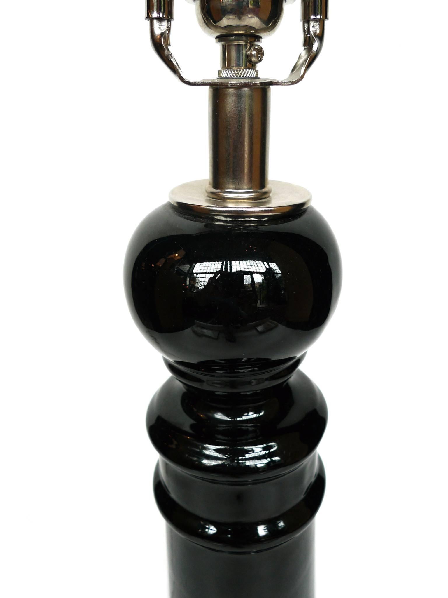 Modern 1960s Murano Black Ceramic Lamps, Pair