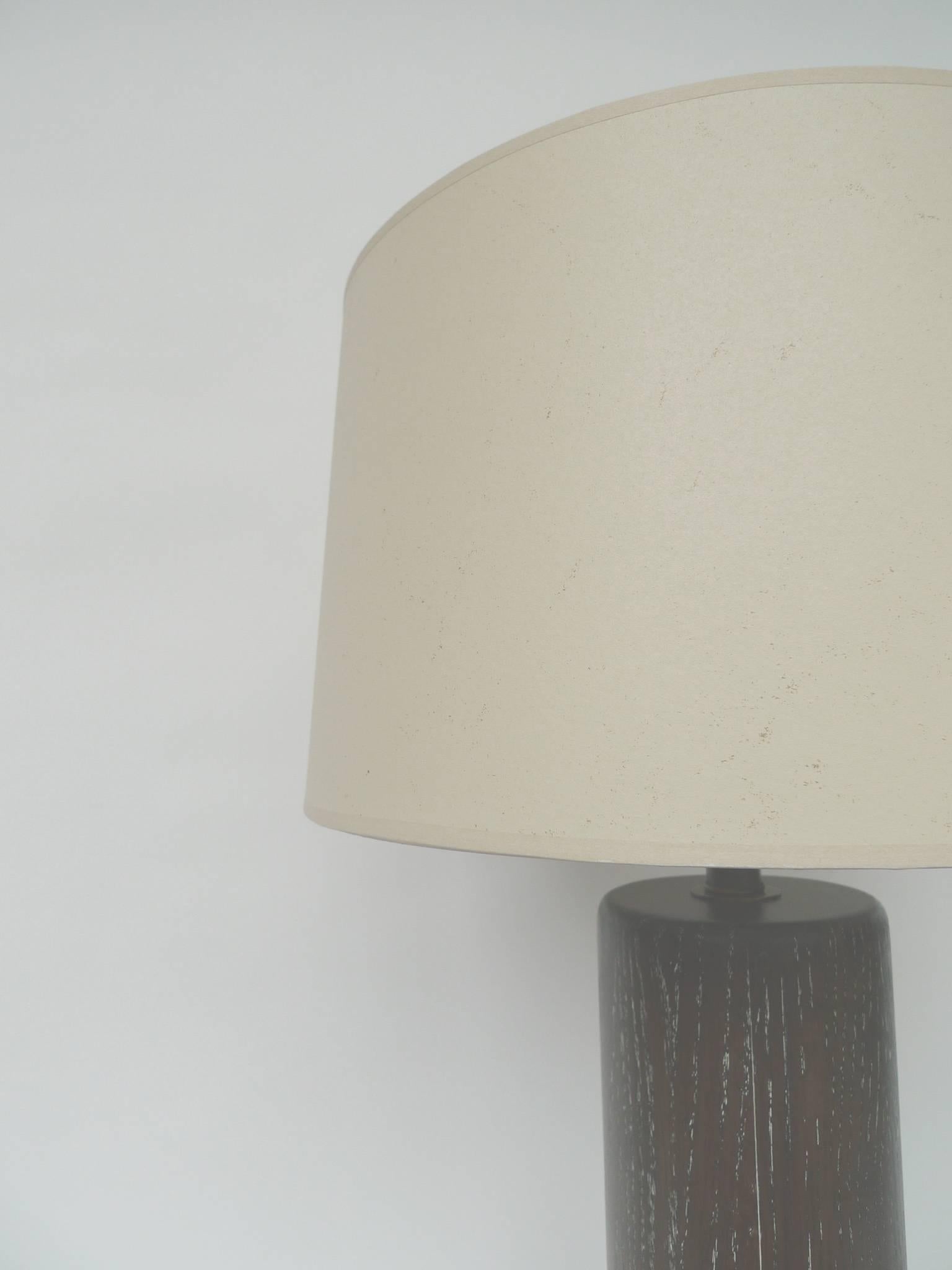 Pair of Brown Cerused Oak Table Lamps by Nessen Studios 2
