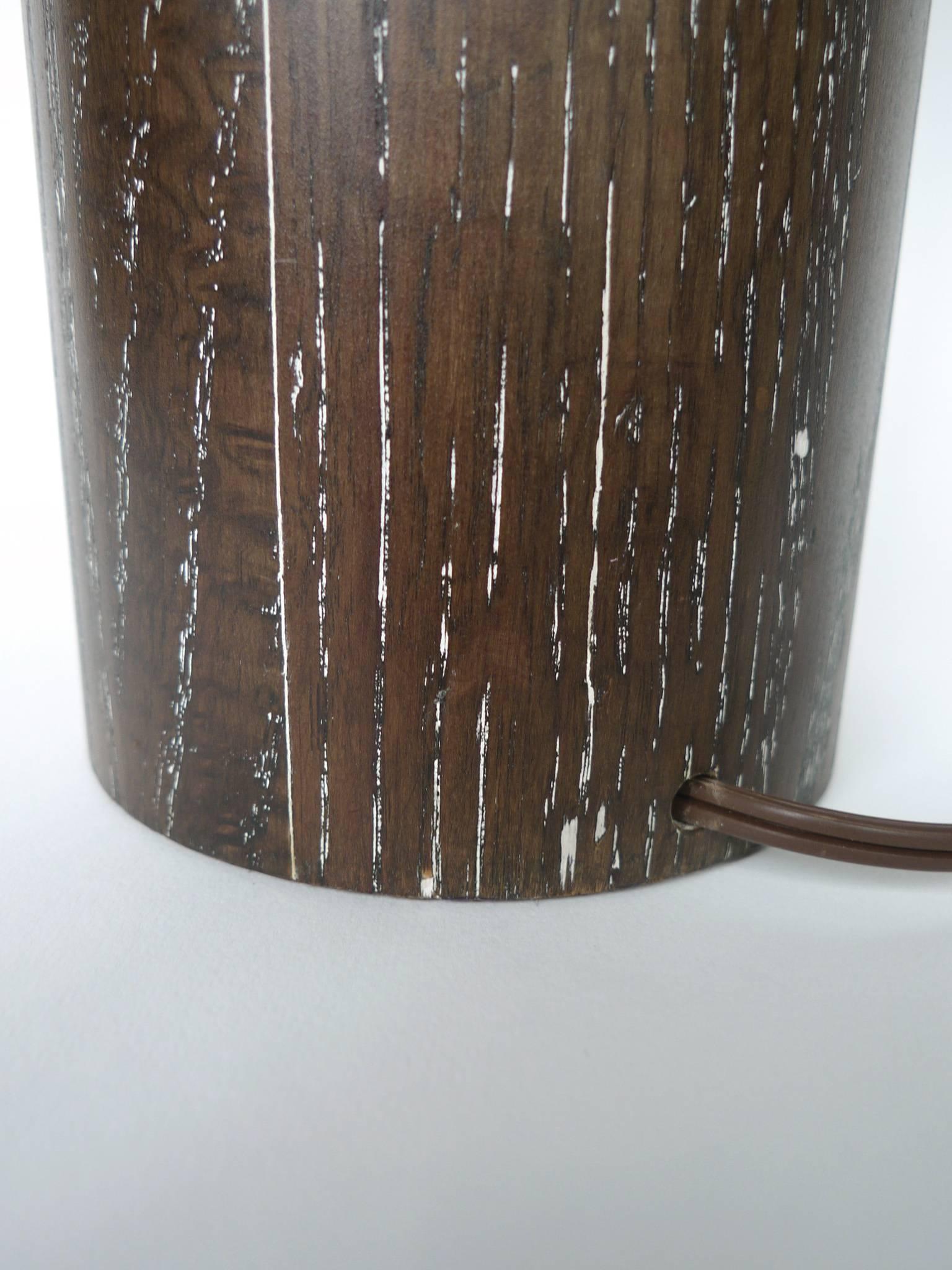 Pair of Brown Cerused Oak Table Lamps by Nessen Studios 1