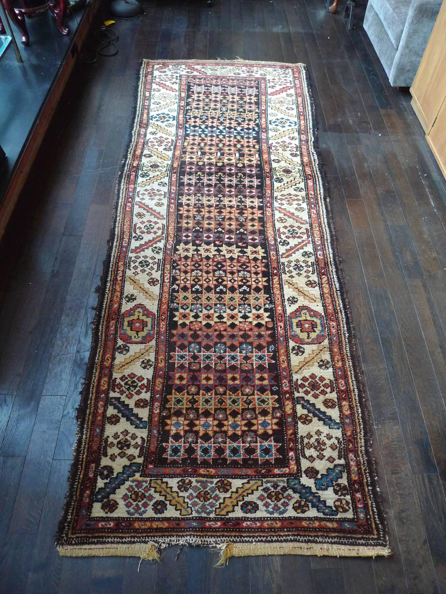 Early 20th Century Turkish Runner Rug In Fair Condition In New York, NY