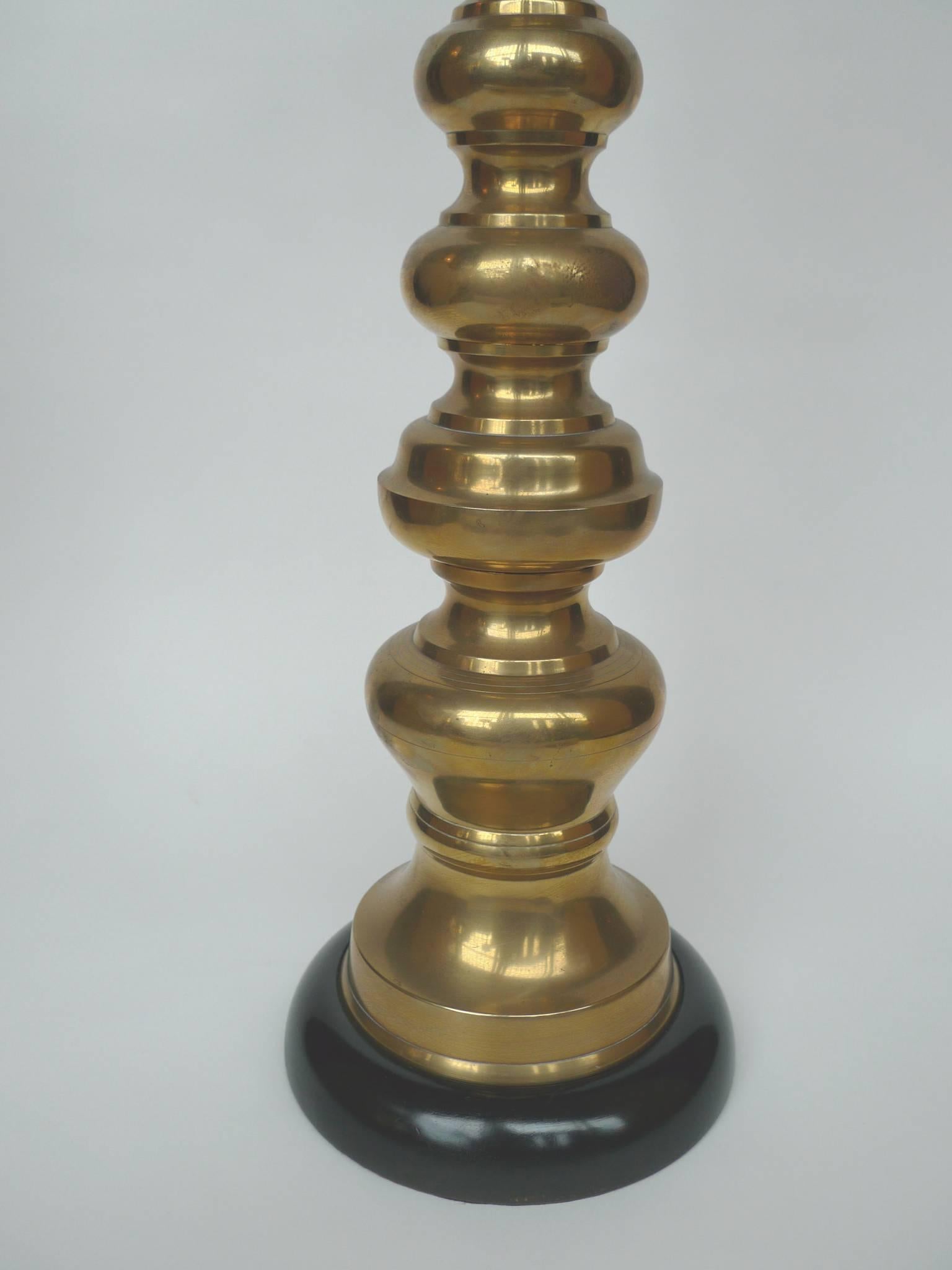 Wood Stiffel Tall Brass Table Lamps
