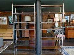 Mid-20th Century Iron and Oak Bookcases in the Style of Maison Jansen