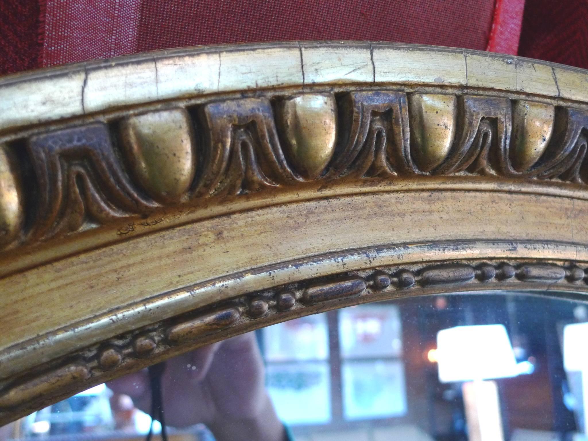 19th Century French Overmantle Mirror with Waterleaf Gilt Frame 1