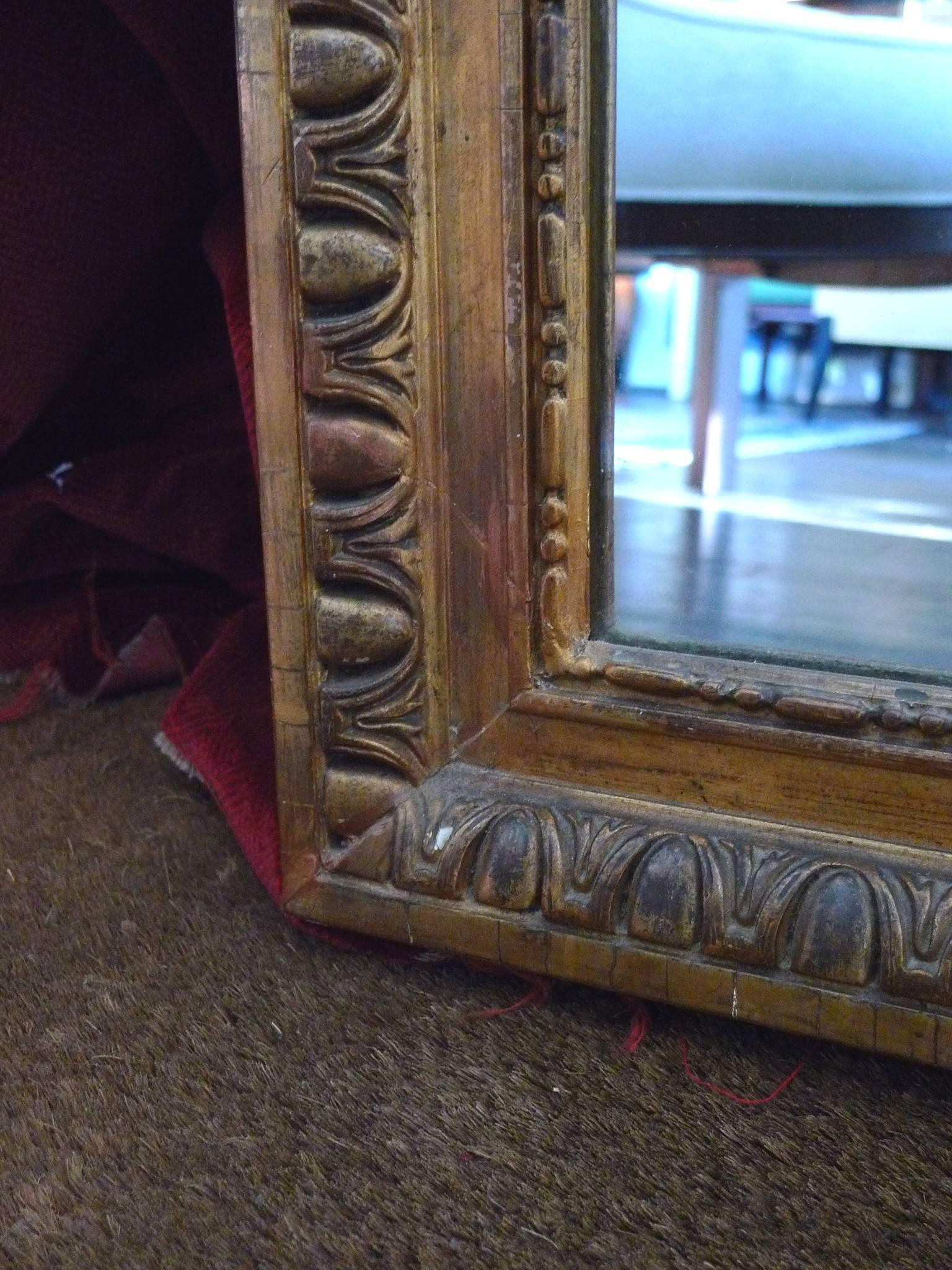 19th Century French Overmantle Mirror with Waterleaf Gilt Frame 3