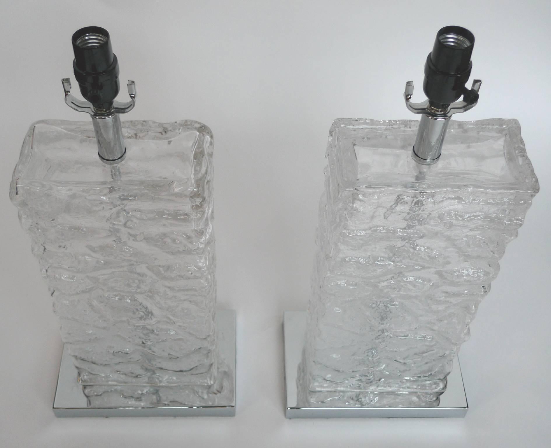 American Modern Ice Cube Glass Table Lamps