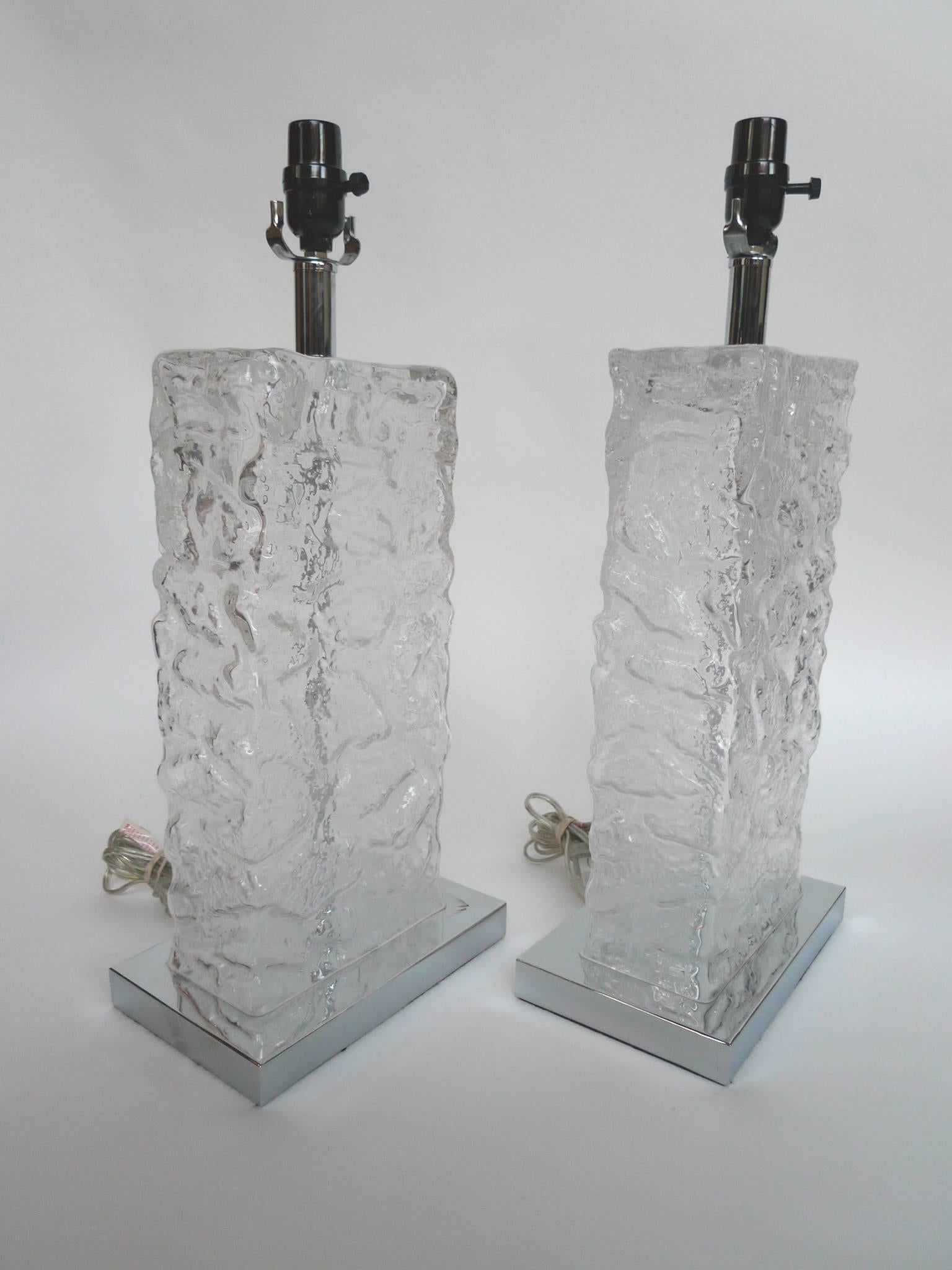 Modern Ice Cube Glass Table Lamps In Good Condition In New York, NY