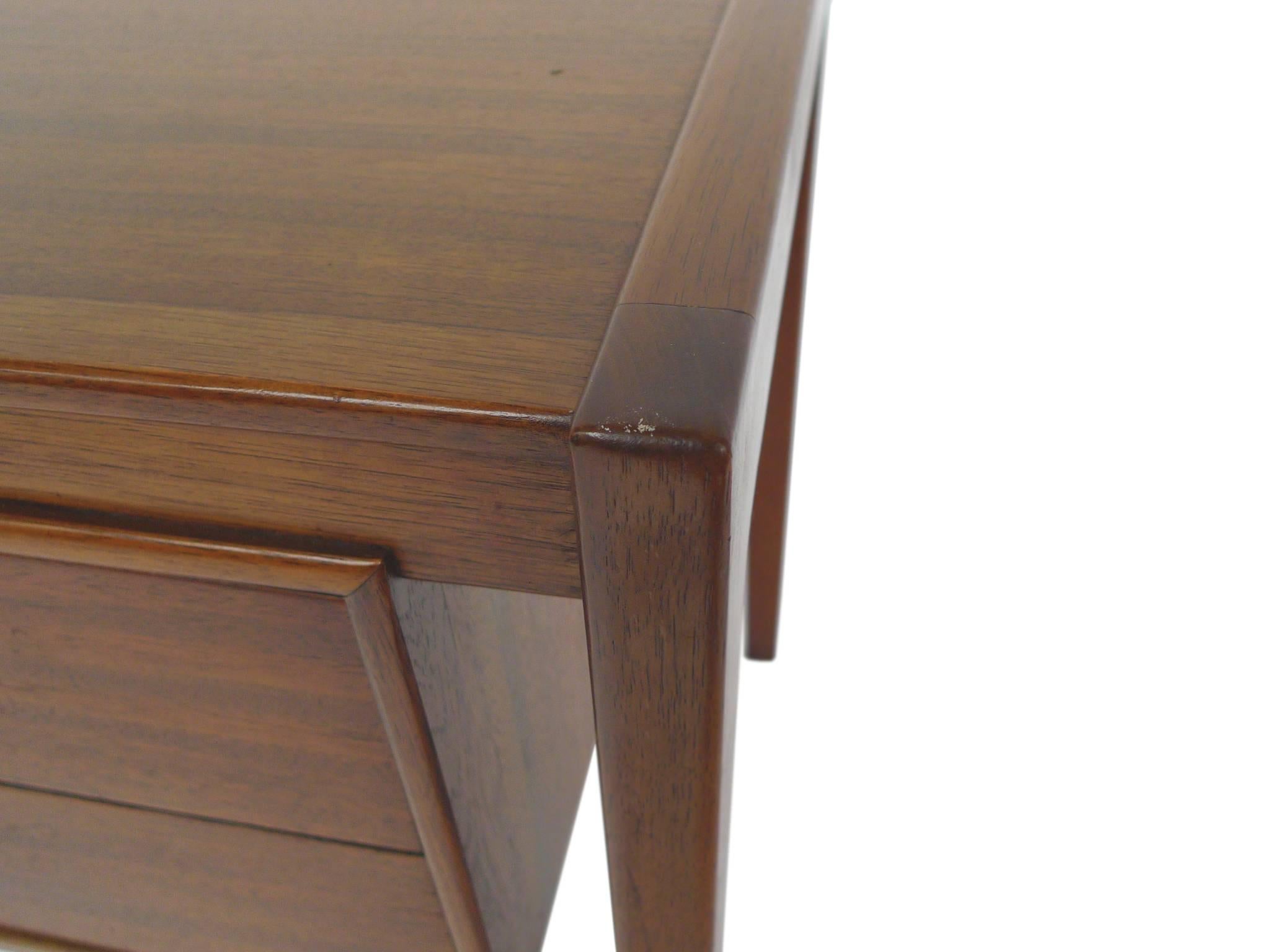 Brass Midcentury Modern Walnut Side Tables by Drexel