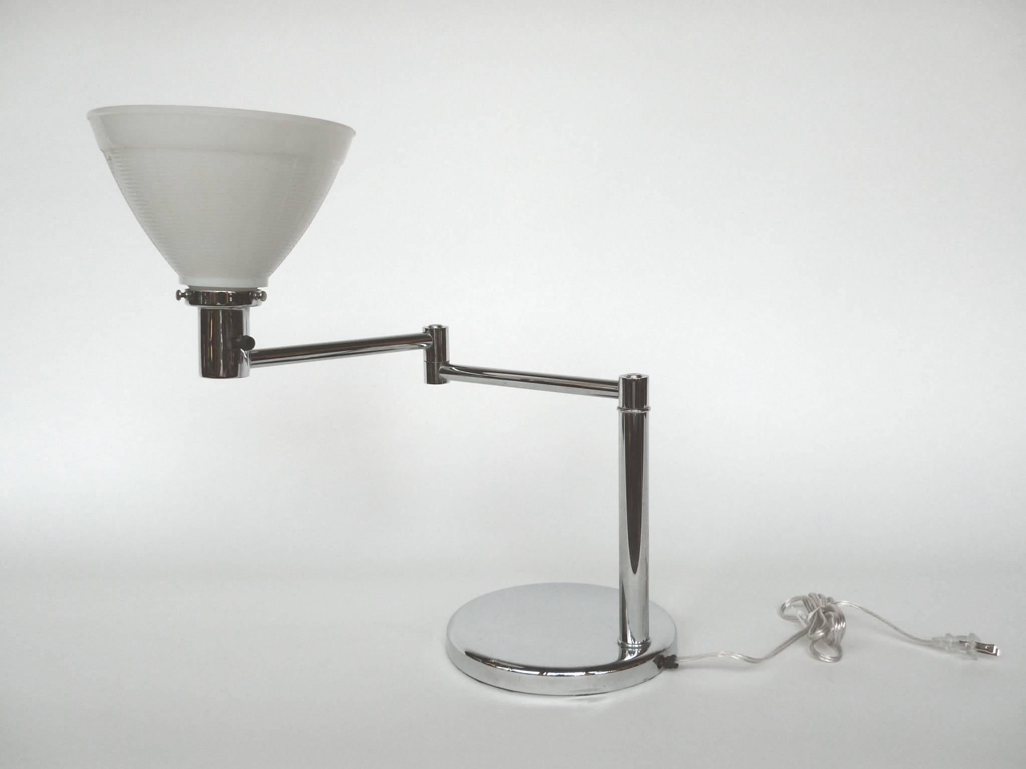 American Midcentury Chrome Swing-Arm Desk Lamp by Walter Von Nessen