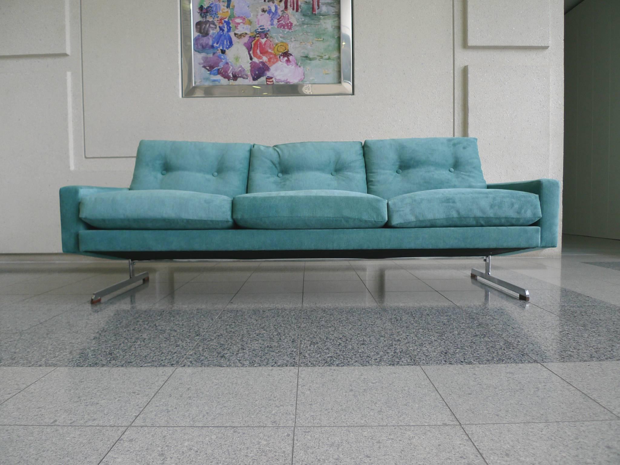 Teal Danish Modern Sofa by Johannes Andersen 1