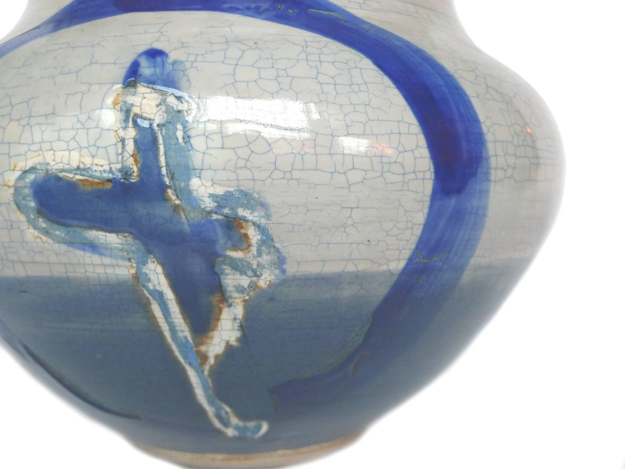 American Thom Lussier Blue Ceramic Vessel