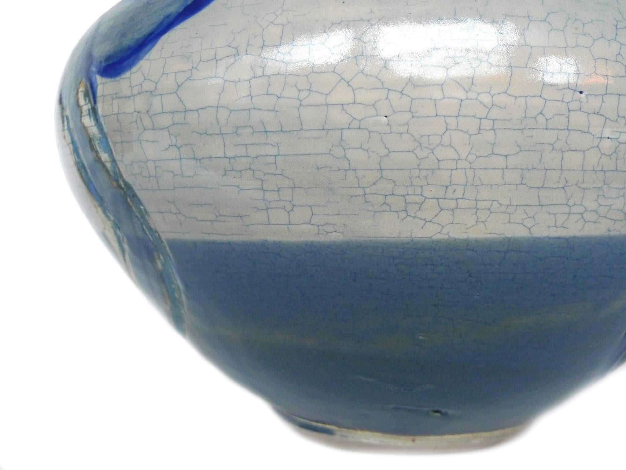 Glazed Thom Lussier Blue Ceramic Vessel