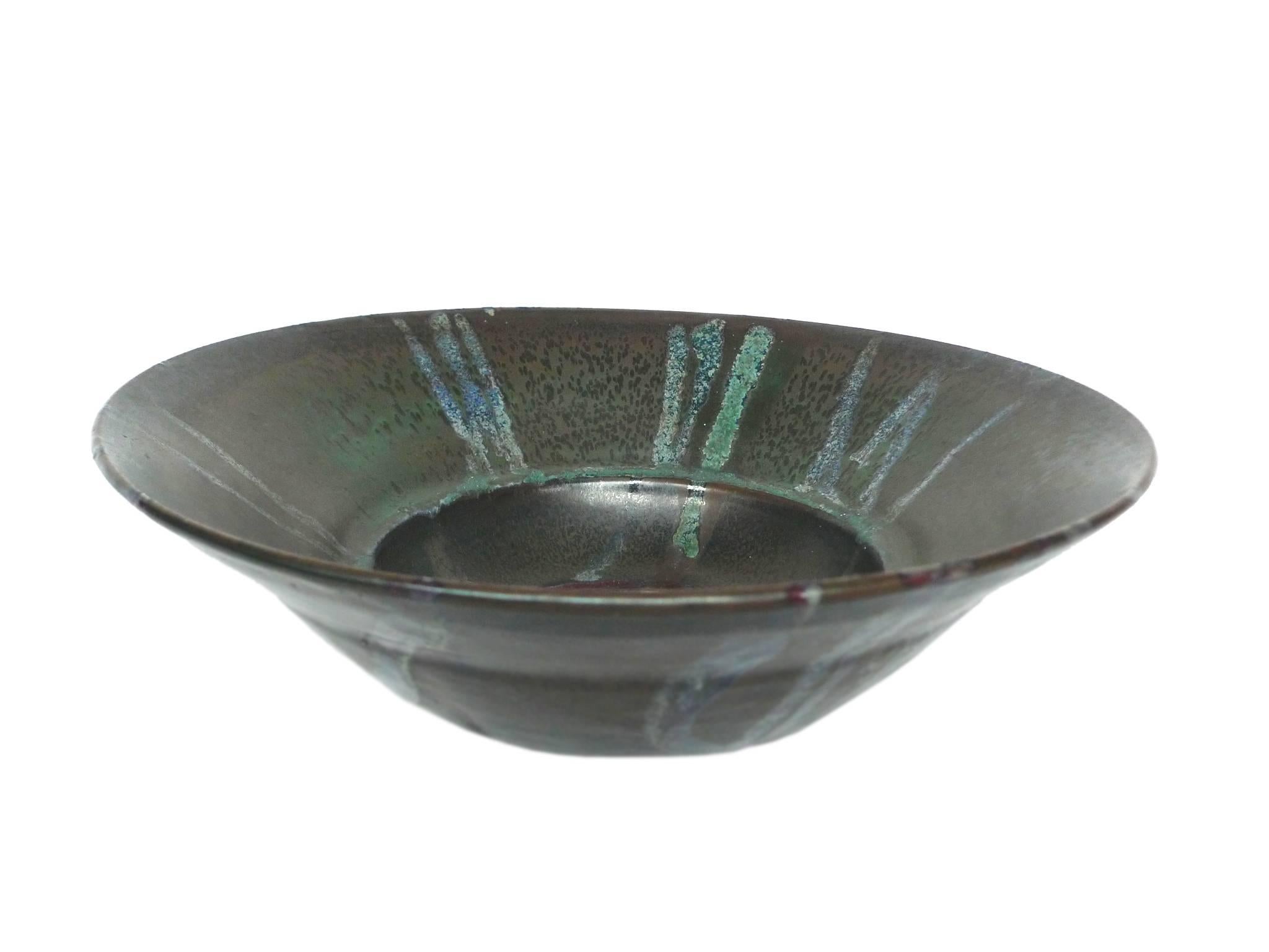 American Thom Lussier Stone-Green Ceramic Fruitbowl