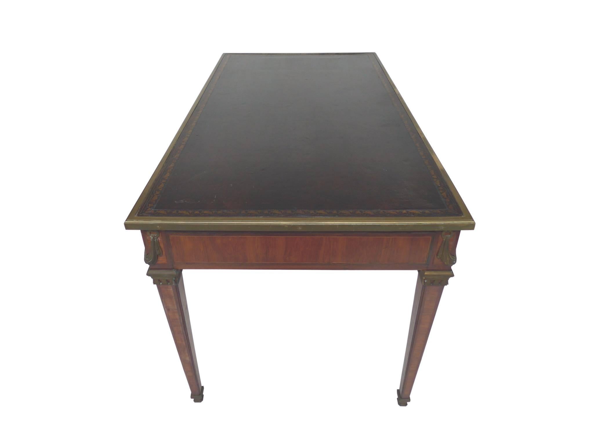 Bronze Late 19th Century Louis XVI Style Leather-Top Writing Desk