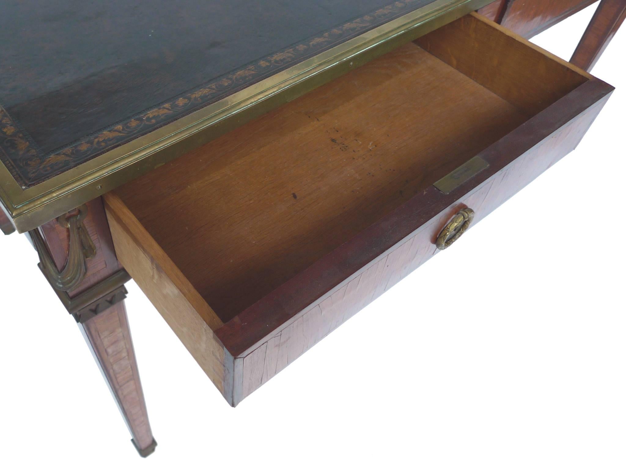 Veneer Late 19th Century Louis XVI Style Leather-Top Writing Desk