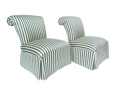 Paar Henredon Striped Silk Slipper Chairs