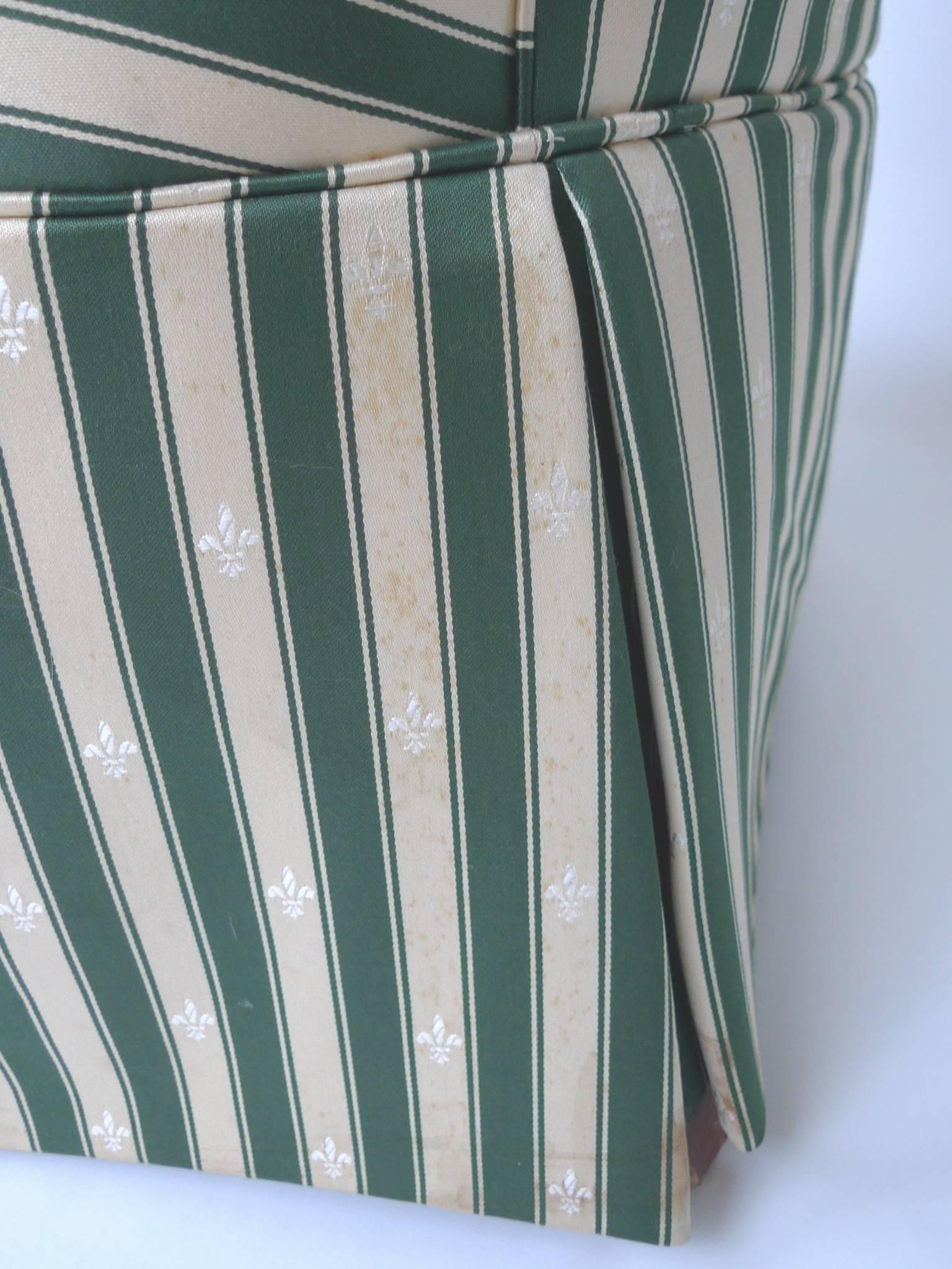 Pair of Henredon Striped Silk Slipper Chairs 2