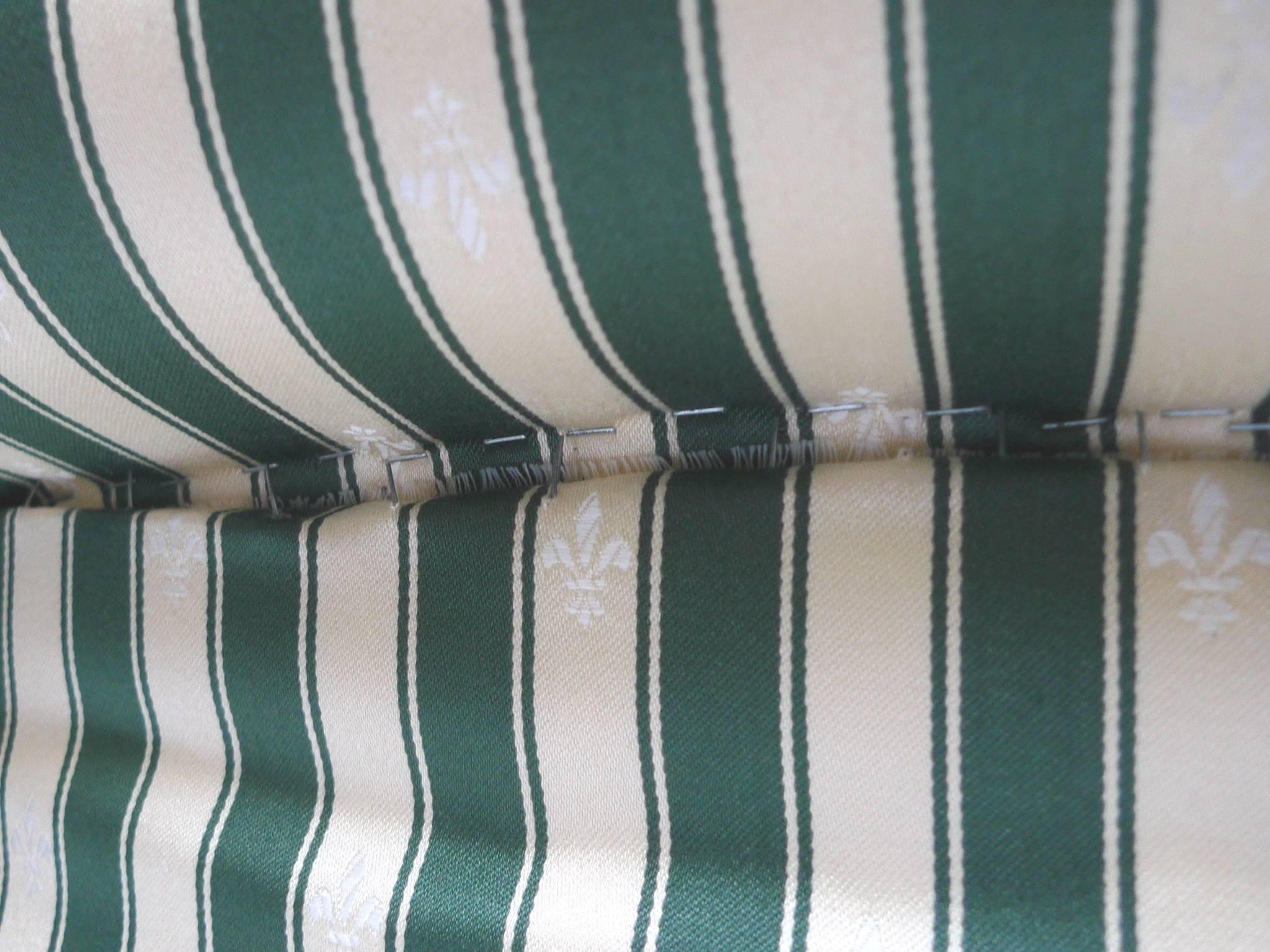 Pair of Henredon Striped Silk Slipper Chairs 1