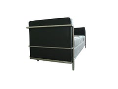 Black Leather Sofa in the Style of Le Corbusier